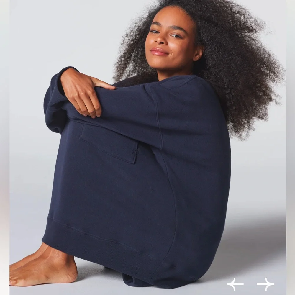 Daphne Small Golden Night Baggy Sweatshirt Navy Cotton Jersey Comfy Lounge - Picture 5 of 9